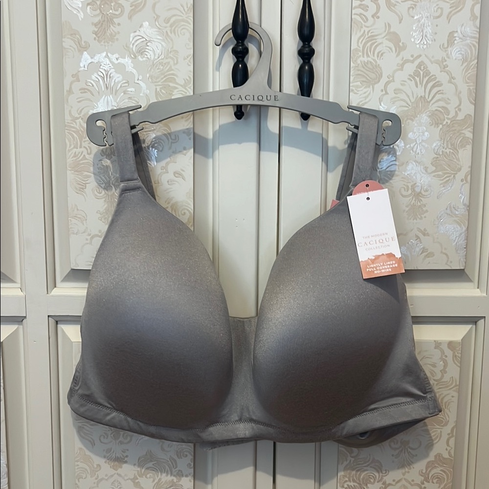 Cacique The Modern Collection Bra Gray Lightly Lined No Wire Full Coverage NWT